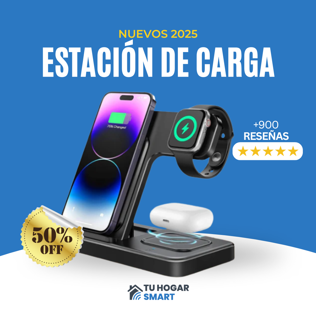 OFERTA - Estación de Carga Inalámbrica 3 en 1 para iPhone, Samsung, Apple Watch, Airpods con Carga Qi